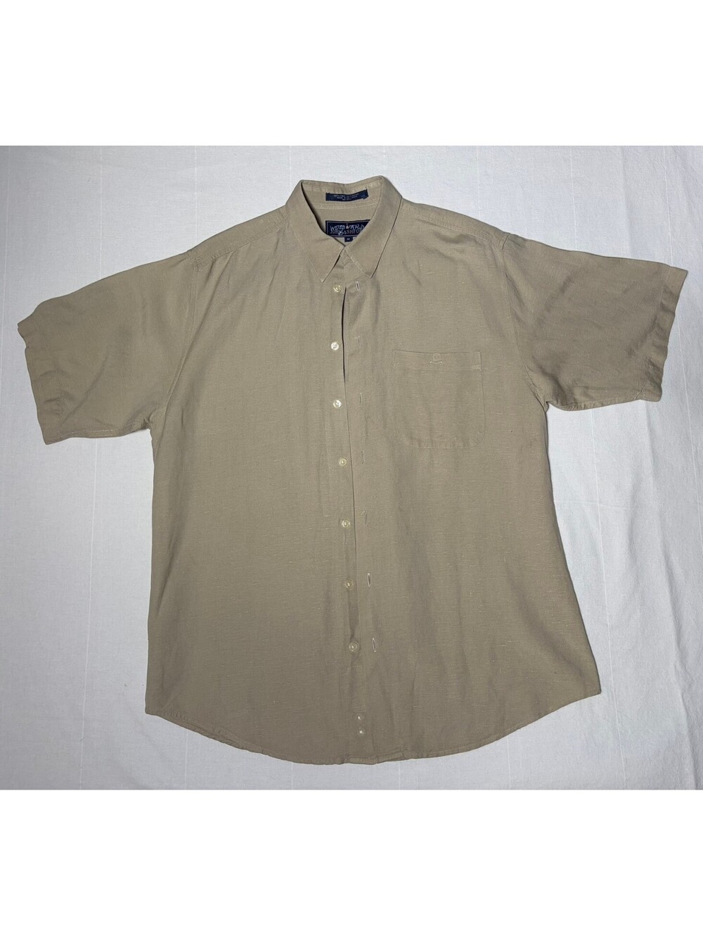 John Ashford Mens Linen Blend Short-Sleeve Button Down